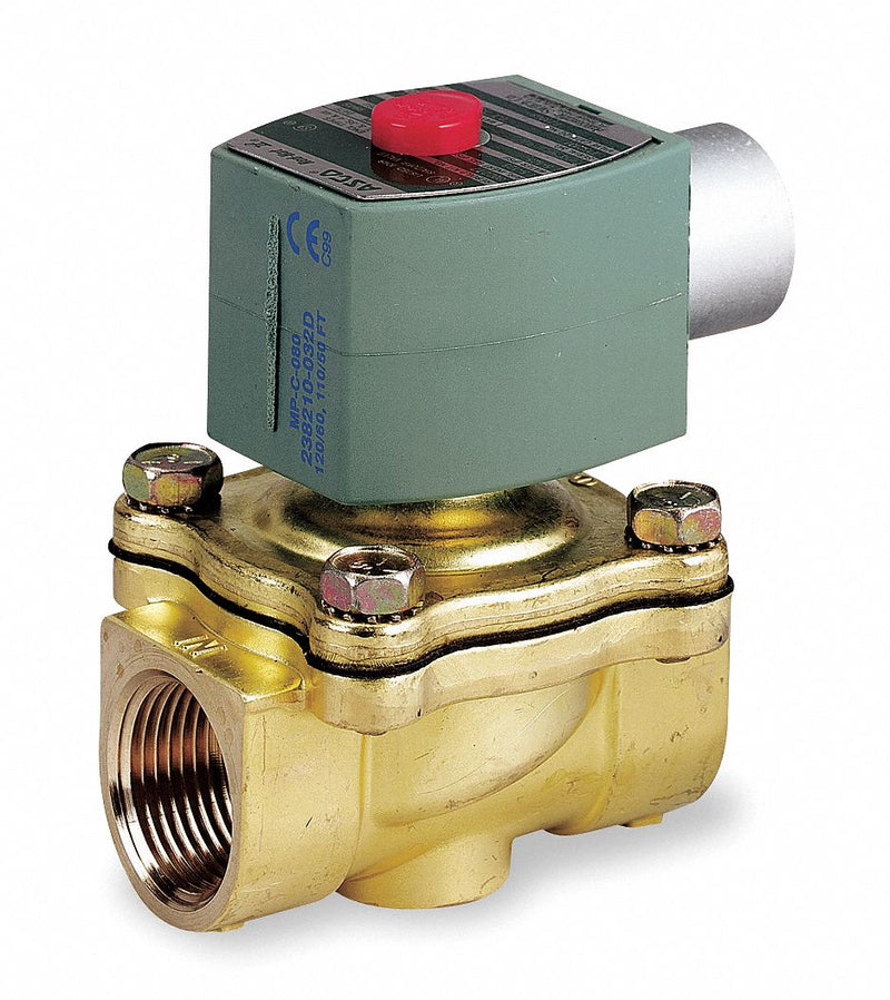 Redhat 240V AC Brass Solenoid Valve, Normally Closed, 3/4" Pipe Size - 8210G009