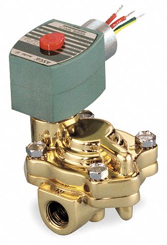Redhat 120V AC Brass Slow Closing Solenoid Valve, Normally Closed, 1-1/2" Pipe Size - 8221G011