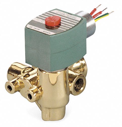Redhat 120V AC Brass Quick Exhaust Solenoid Valve, Normally Closed, 3/8