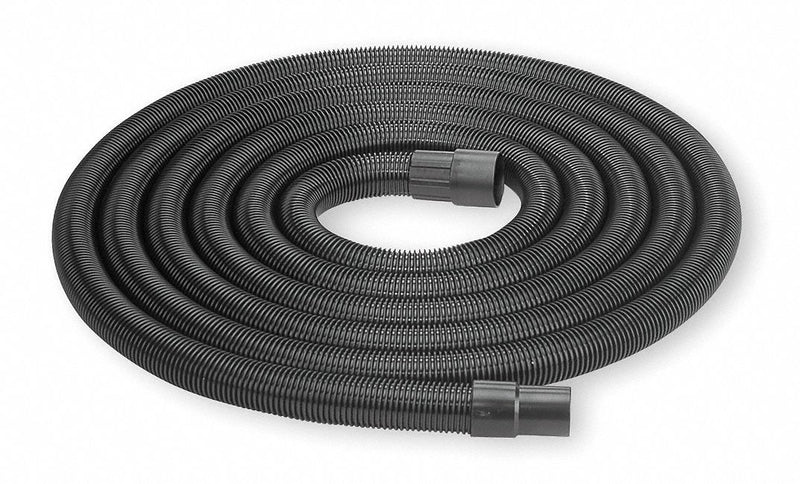Dayton Crush-Resistant Vacuum Hose, 1 1/2 in Hose Dia., 12 ft Hose Length, Plastic, Black - 3UP61