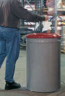Justrite 15 gal Round Fire-Resistant Trash Can, Metal, Red/Gray - 26415