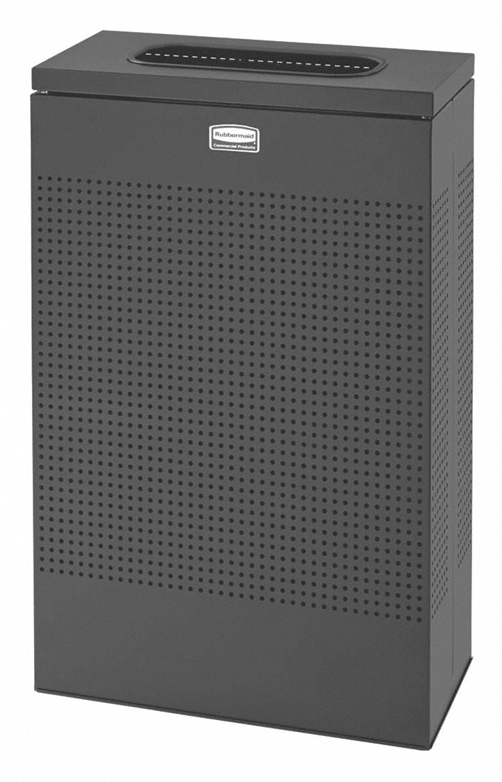 Rubbermaid 13 gal Rectangular Fire-Resistant Trash Can, Metal, Black - FGSR14EPLTBK