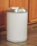 Justrite 55 gal Round Fire-Resistant Trash Can, Metal, White - 26655W