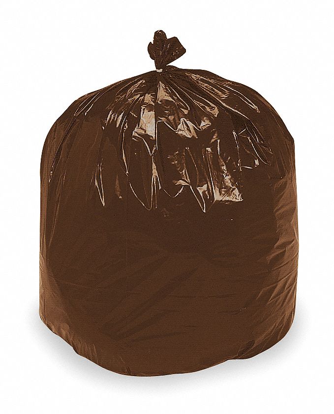 AbilityOne Recycled Material Trash Bag, 33 gal., LLDPE, Flat Pack, Black/Brown, PK 100 - 8105-01-386-2312