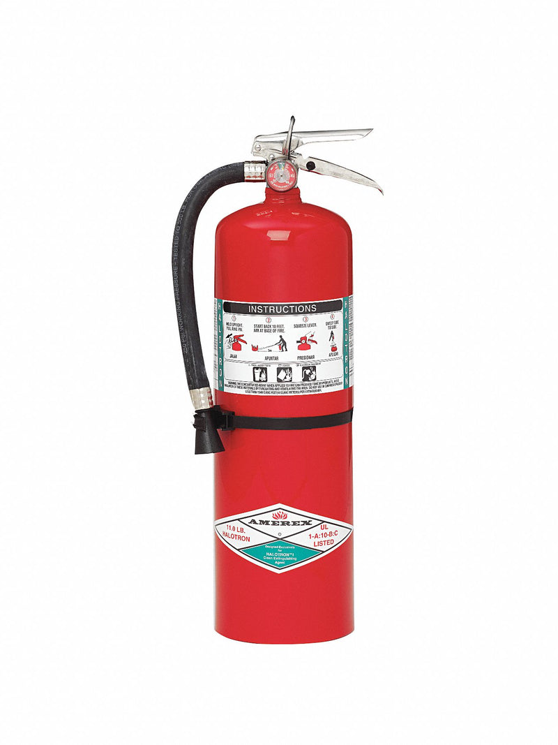 Amerex Fire Extinguisher, Halotron, HydroChloroFluoroCarbon, 11 lb, 1A:10B:C UL Rating - 397