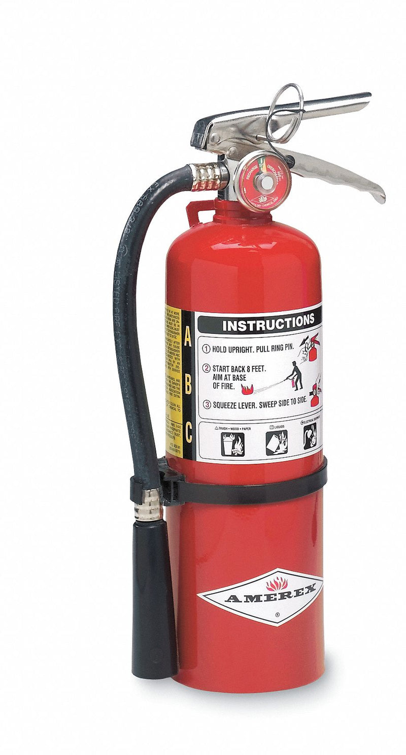 Amerex Fire Extinguisher, Dry Chemical, Monoammonium Phosphate, 5 lb, 2A:10B:C UL Rating - B424