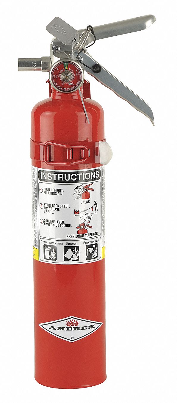 Amerex Fire Extinguisher, Dry Chemical, Monoammonium Phosphate, 2.5 lb, 1A:10B:C UL Rating - B417T