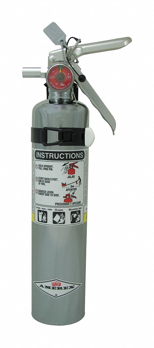 Amerex Fire Extinguisher, Dry Chemical, Monoammonium Phosphate, 2.5 lb, 1A:10B:C UL Rating - B417TC