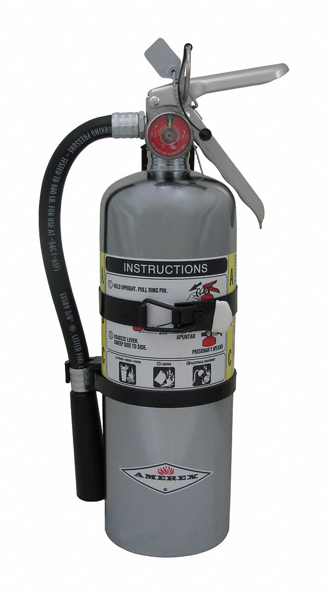Amerex Fire Extinguisher, Dry Chemical, Monoammonium Phosphate, 5 lb, 2A:10B:C UL Rating - B500TC
