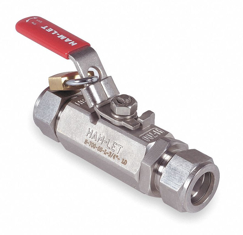 Ham-Let Ball Valve, 316 Stainless Steel, Inline, 1-Piece, Tube Size 3/4 in - H-700-SS-L-3/4-T-LD