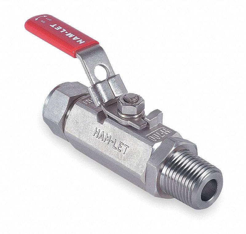 Ham-Let Ball Valve, 316 Stainless Steel, Inline, 1-Piece, Pipe Size 3/8 in - H-795-SS-NL-3/8 x 3/8-T-LD