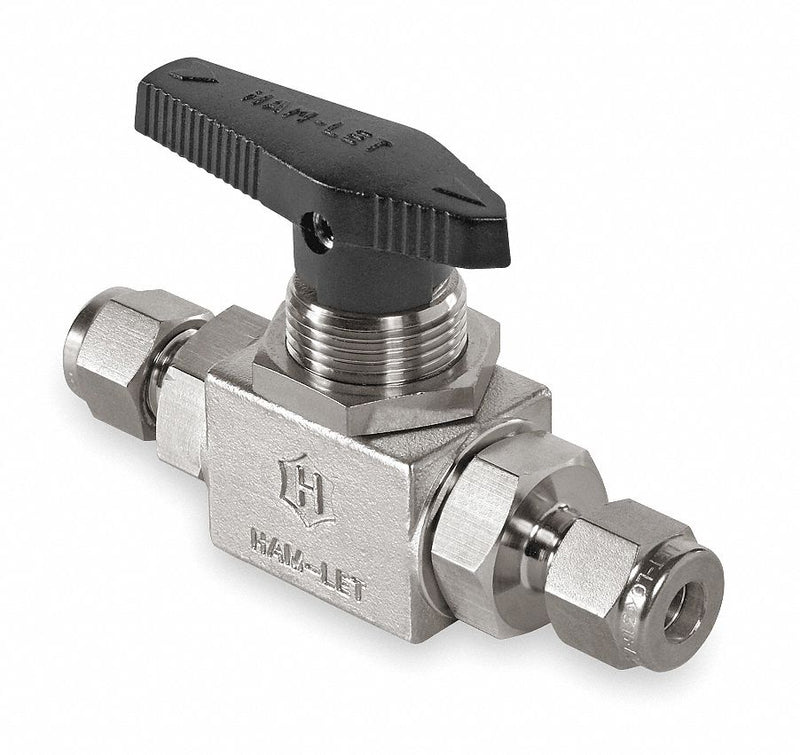Ham-Let Ball Valve, 316 Stainless Steel, Inline, 1-Piece, Tube Size 1/8 in - H-6800-SS-L-1/8-RCSS
