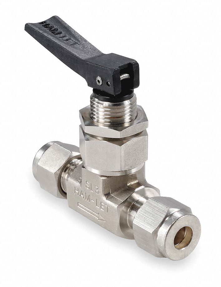 Ham-Let Ball Valve, Brass, Inline, 1-Piece, Tube Size 1/8 in, Connection Type Comp. x Comp. - H-1200-B-L-1/8