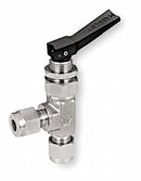 Ham-Let Mini Ball Valve, Brass, Angle, 1-Piece, Tube Size 1/4 in, Connection Type Comp. x Comp. - H-1200-B-L-1/4-A