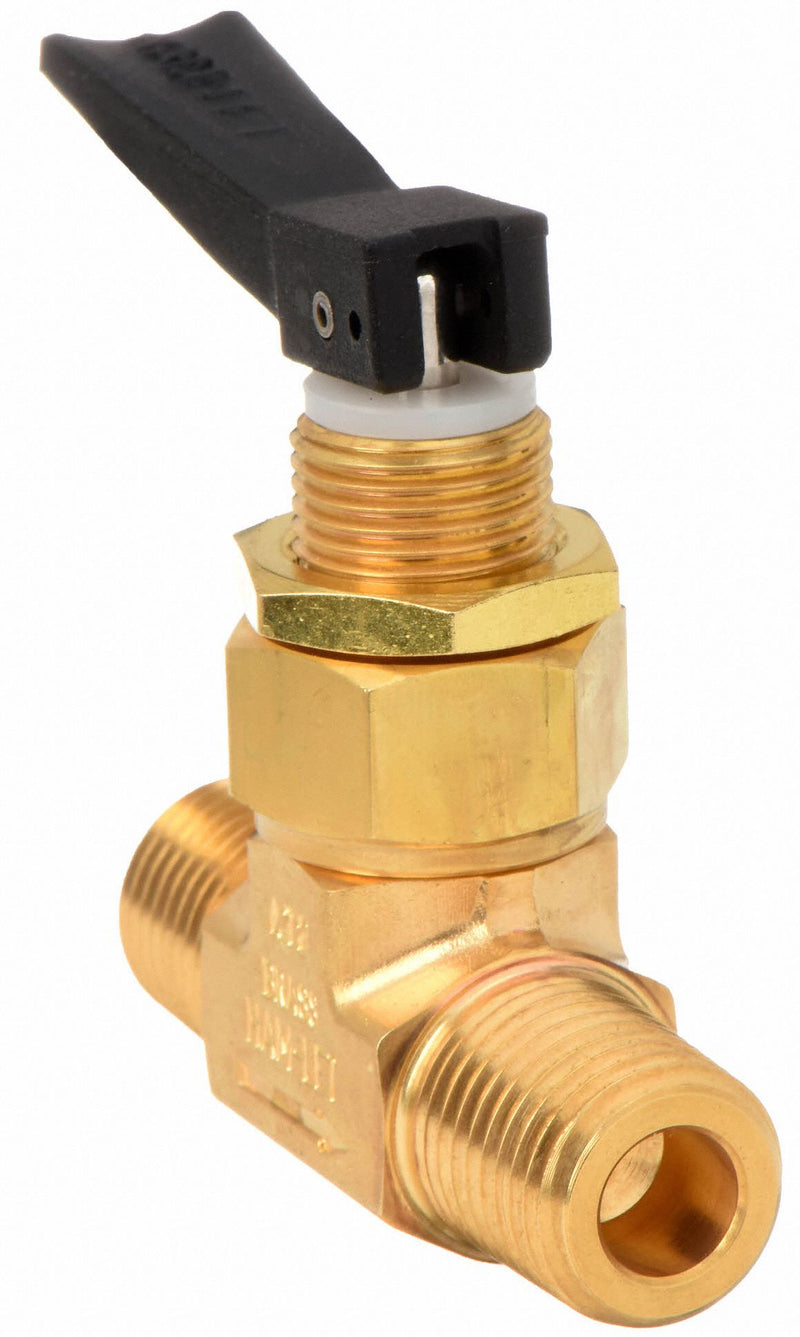 Ham-Let Ball Valve, Brass, Angle, 1-Piece, Pipe Size 1/4 in, Connection Type MNPT x MNPT - H-1280-B-N-1/4-A
