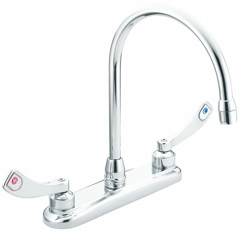 Moen Chrome, Gooseneck, Kitchen Sink Faucet, Bathroom Sink Faucet, Manual Faucet Activation, 1.50 gpm - 8289