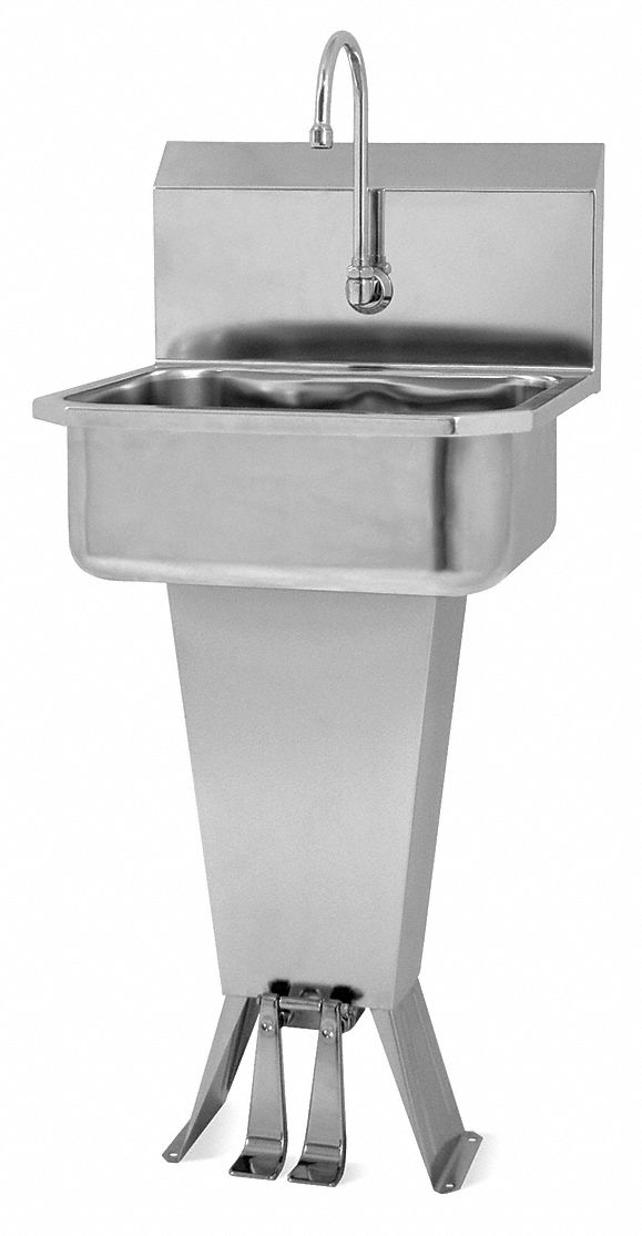 Sani-Lav Stainless Steel Hand Sink, With Faucet, Floor Mounting Type, Stainless - 501L