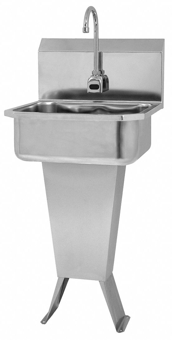 Sani-Lav Stainless Steel Hand Sink, With Faucet, Floor Mounting Type, Stainless - ESB2-501L