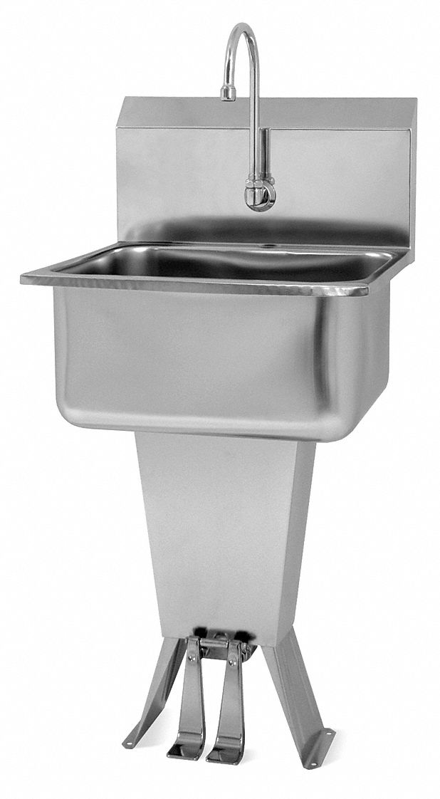 Sani-Lav Stainless Steel Hand Sink, With Faucet, Floor Mounting Type, Stainless - 521L