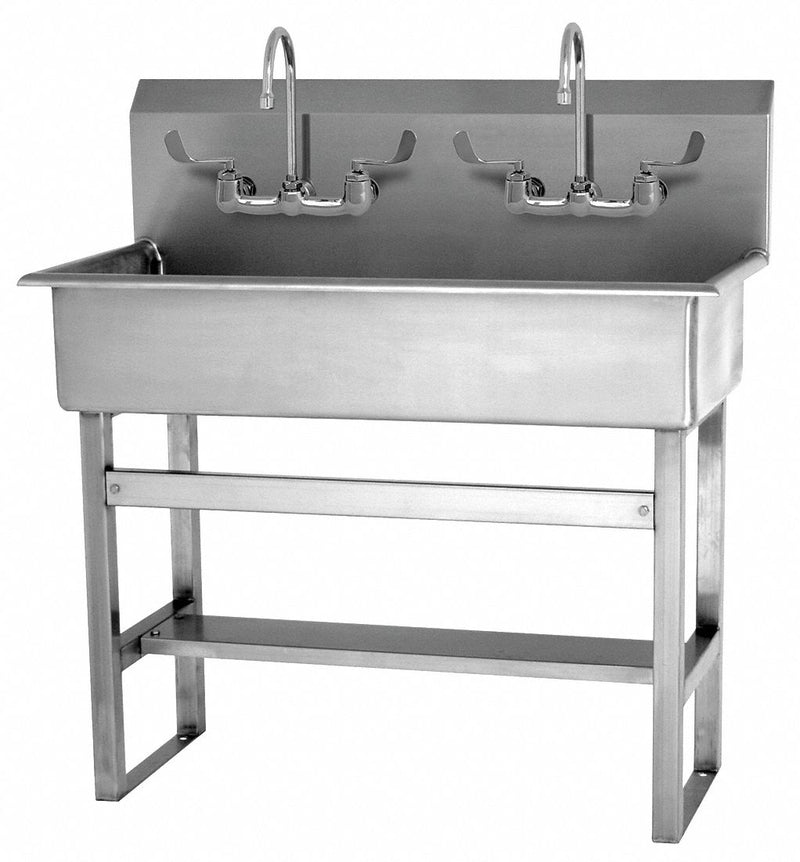 Sani-Lav Stainless Steel Wash Station, With Faucet, Floor Mounting Type, Stainless - 54FFL