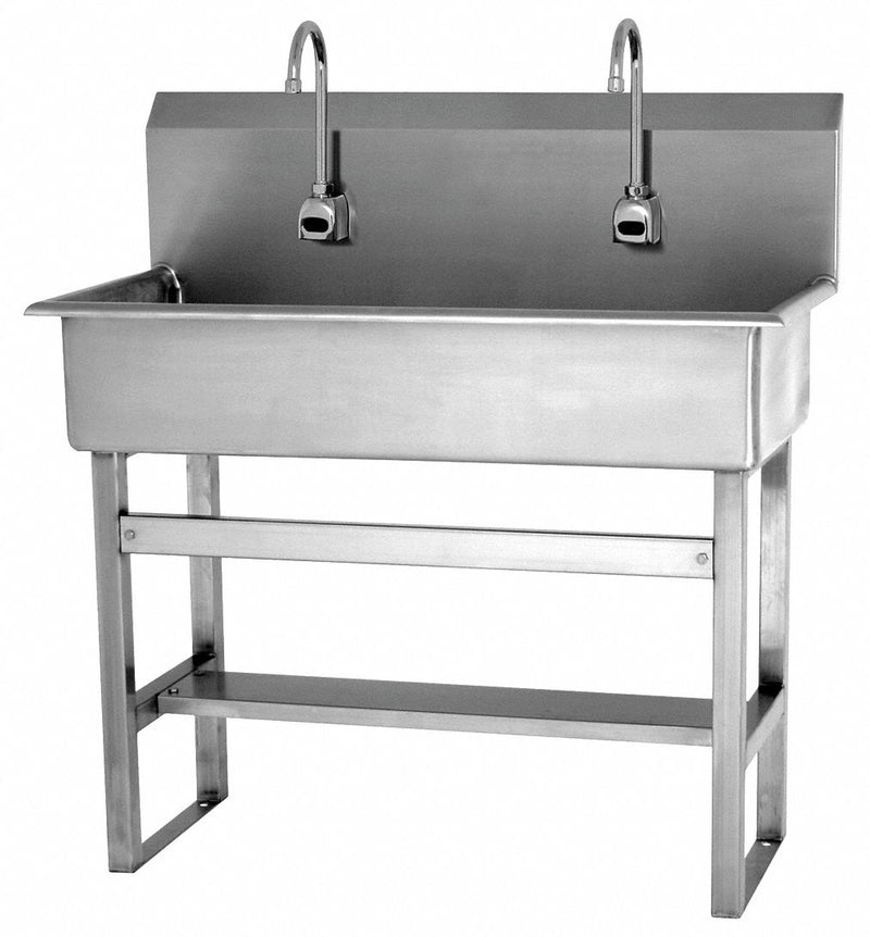 Sani-Lav Stainless Steel Wash Station, With Faucet, Floor Mounting Type, Stainless - 54FAL