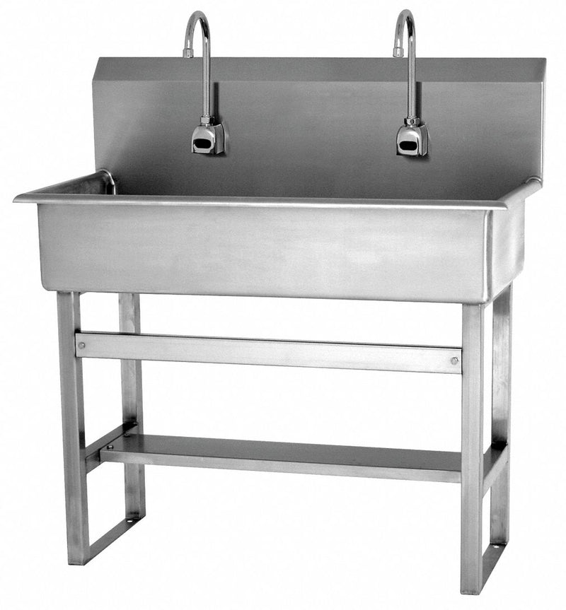 Sani-Lav Stainless Steel Wash Station, With Faucet, Floor Mounting Type, Stainless - 54FBL