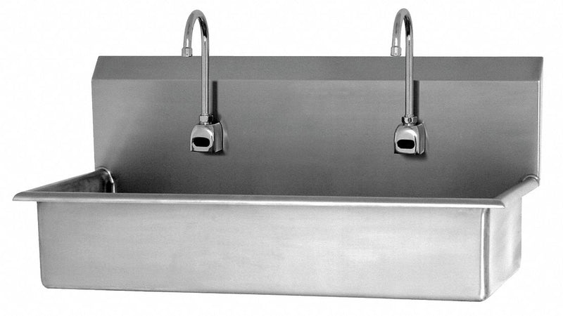 Sani-Lav Stainless Steel Wash Station, With Faucet, Wall Mounting Type, Stainless - 54WBL