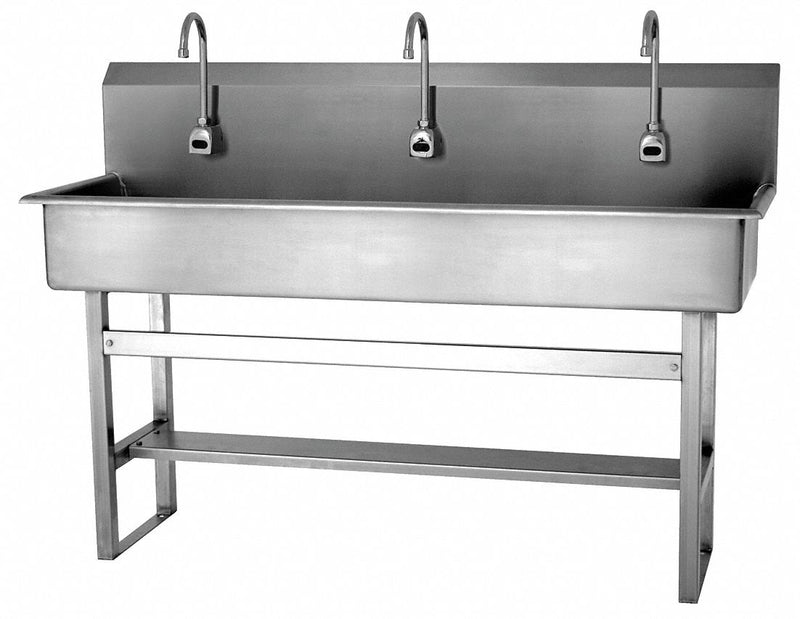Sani-Lav Stainless Steel Wash Station, With Faucet, Floor Mounting Type, Stainless - 56FAL
