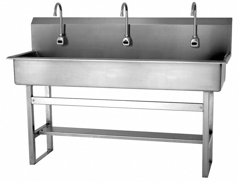 Sani-Lav Stainless Steel Wash Station, With Faucet, Floor Mounting Type, Stainless - 56FBL
