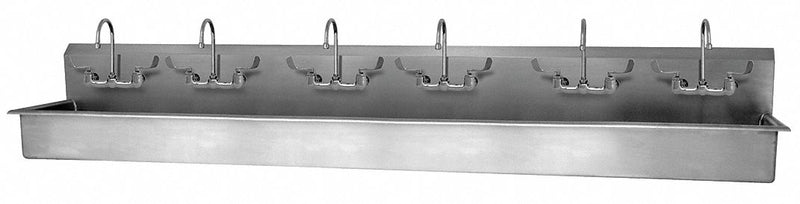 Sani-Lav Stainless Steel Wash Station, With Faucet, Wall Mounting Type, Stainless - 512WFL