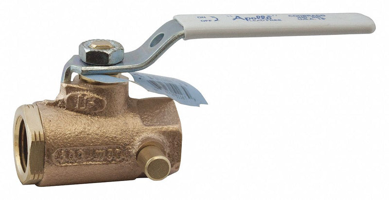 Apollo Ball Valve, Lead-Free Bronze, Inline, 2-Piece, Pipe Size 3/4 in, Connection Type FNPT x FNPT - 95ALF10401