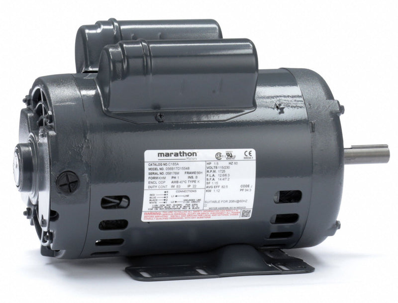 Marathon Motors 1 1/2 HP, General Purpose Motor, Capacitor-Start/Run, 1725 Nameplate RPM, 115/230 Voltage - 056B17D15548