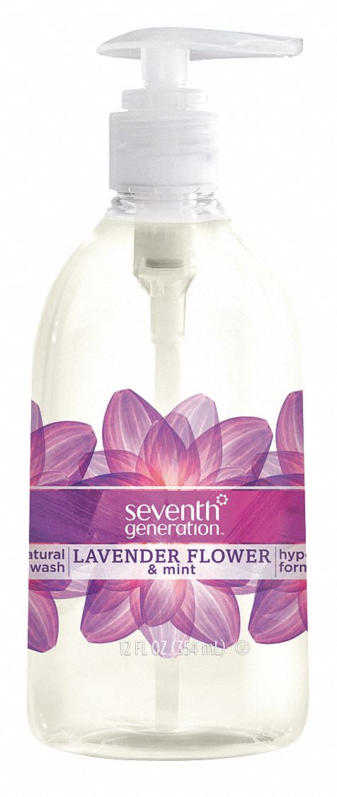 Seventh Generation Lavender, Liquid, Hand Soap, 12 oz, Pump Bottle, None, PK 8 - 22926