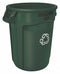 Rubbermaid 32 gal Round Recycling Can, Plastic, Green - 1788472