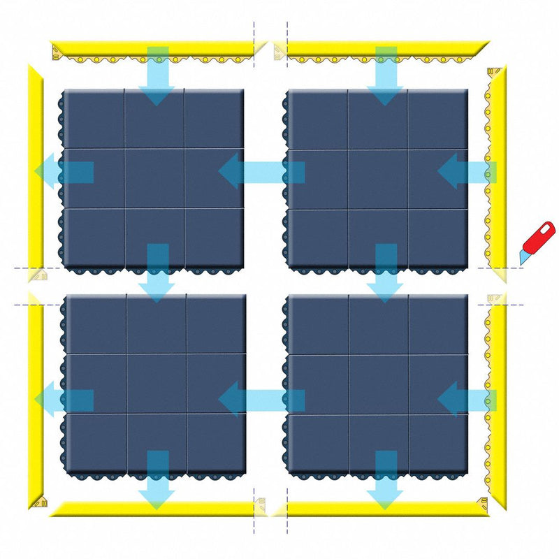 Notrax Mat Ramp Border/Female, Heavy Duty, 3 ft L, 2 in, Black - 041F0003BL