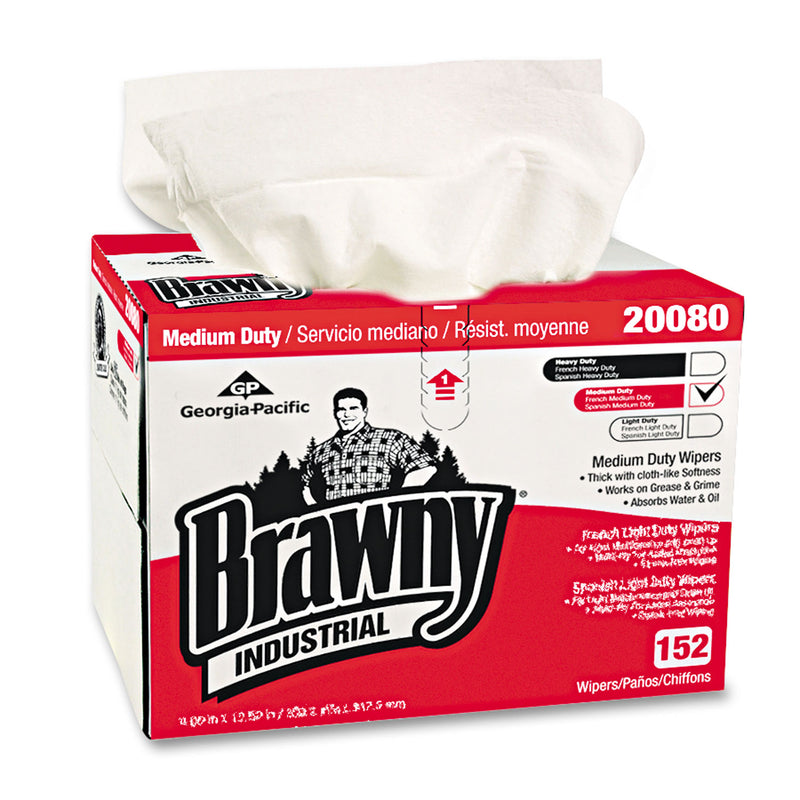 Georgia-Pacific Brawny Industrial Premium Drc Wipes, Paper, 12-1/2 X 16-3/4, White, 152/Box - GPC2008003