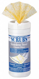 Scrubs Stainless Steel Cleaner Wipes, 6" x 8", Yellow, PK 6 - 91956