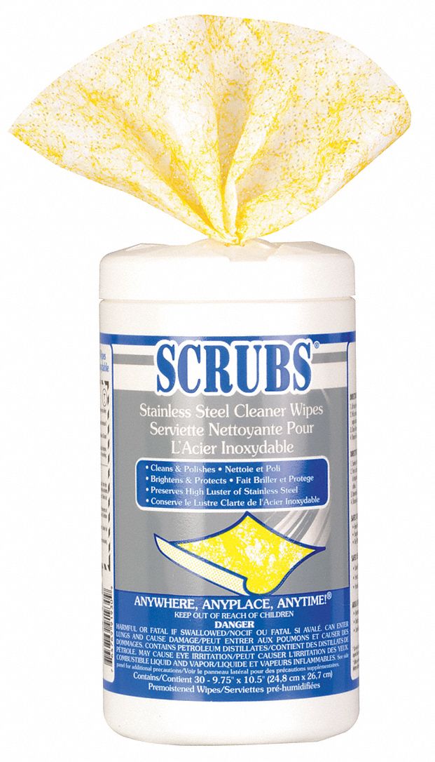 Scrubs Stainless Steel Cleaner Towel, 9-3/4" x 10-1/2", Yellow, PK 6 - 91930