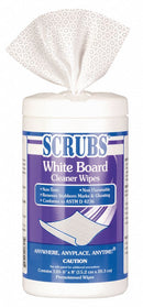 Scrubs Dry Erase Board Cleaning Wipes, Removes Ghosting, Shadowing, Grease and Dirt, 6" x 8", 120 Count - 90891
