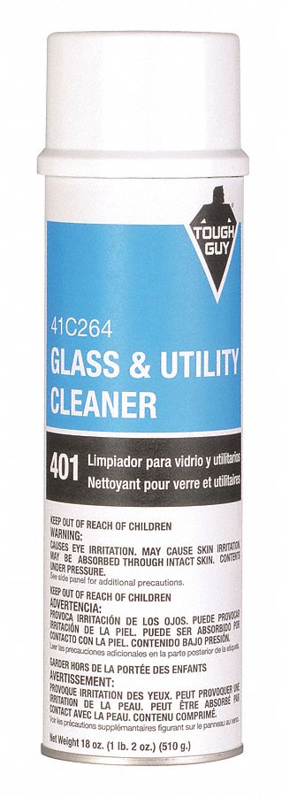 Tough Guy Glass Cleaner, 20 oz Cleaner Container Size, Hard Nonporous Surfaces Chemicals For Use On - 41C264