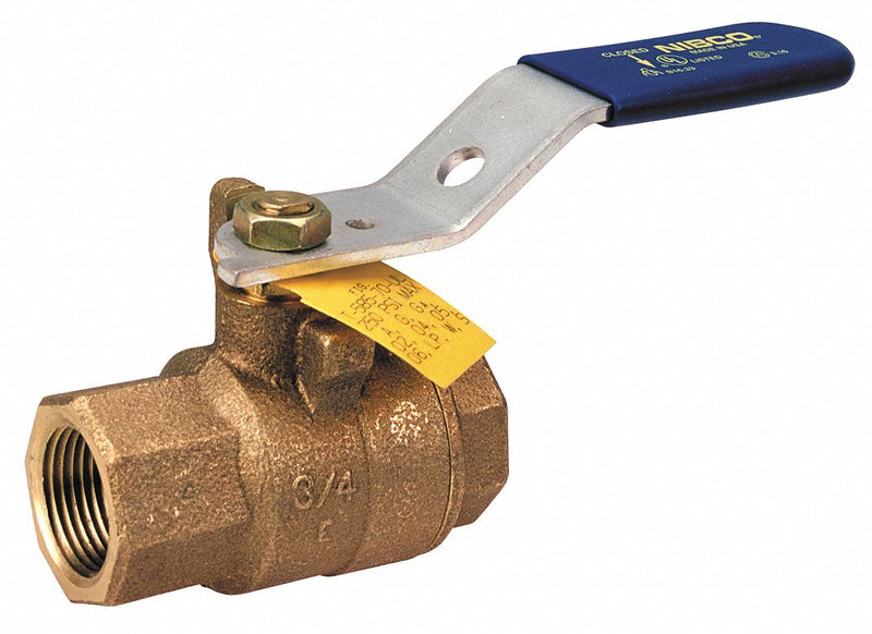 Nibco Ball Valve, Bronze, Inline, 2-Piece, Pipe Size 1 in, Connection Type FNPT x FNPT - T58570UL 1