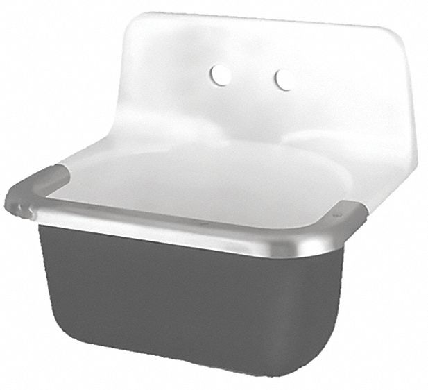 American Standard Wall-Mount Utility Sink, 1 Bowl, White/Black, 20 1/2 inL x 24 inW x 42 1/4 inH - 7695008.02