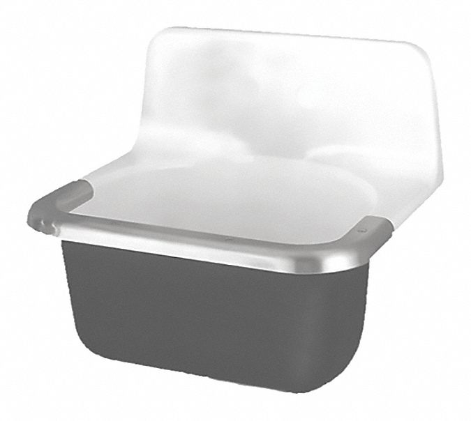 American Standard Wall-Mount Utility Sink, 1 Bowl, White/Black, 20 1/2 inL x 24 inW x 42 1/4 inH - 7695000.02