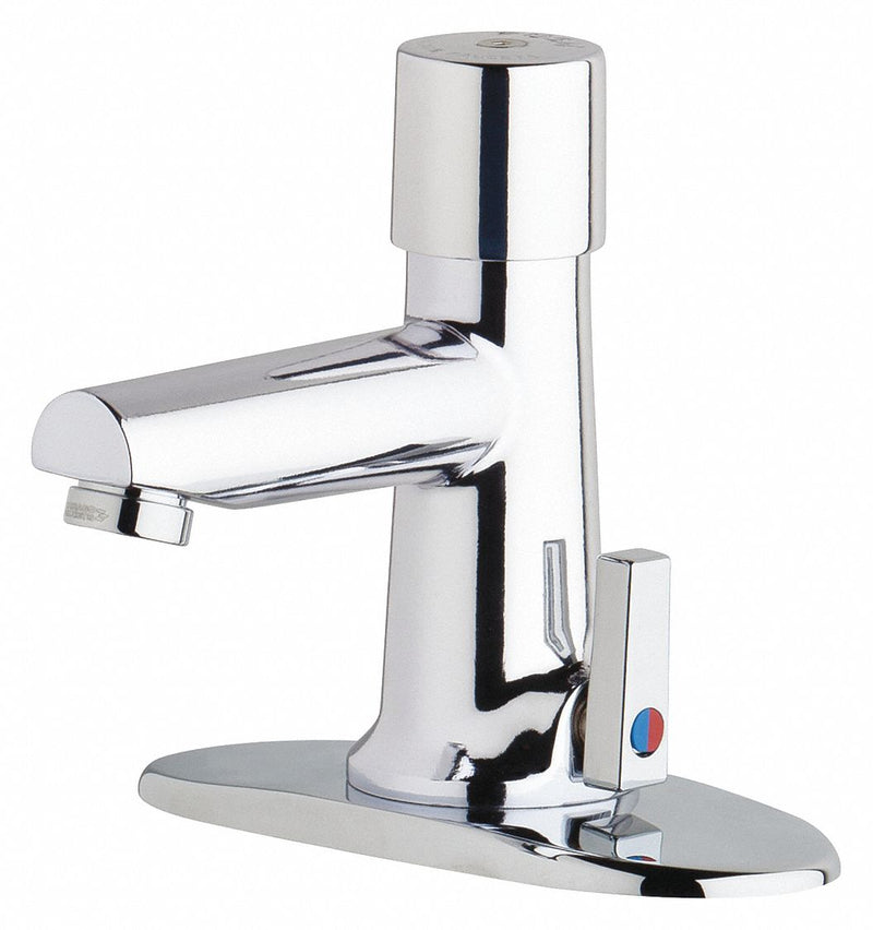 Chicago Faucets Chrome, Straight, Bathroom Sink Faucet, Manual Faucet Activation, 1.00 gpm - 3502-4E2805ABCP