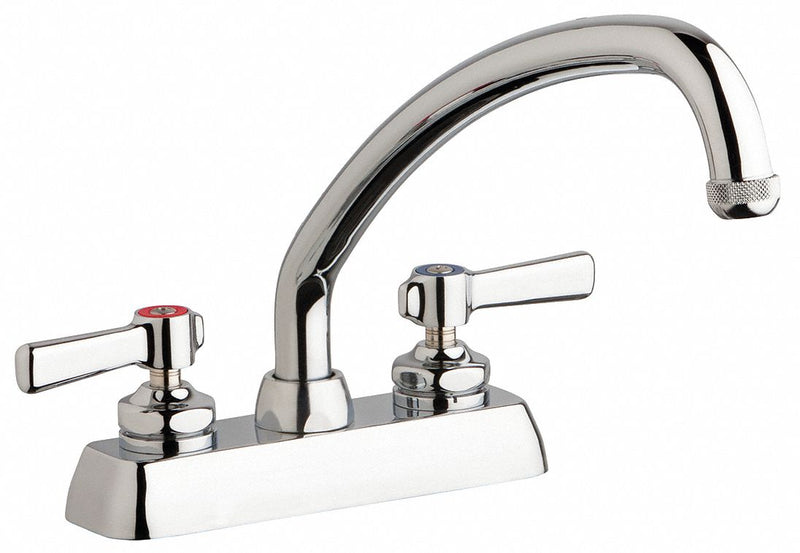 Chicago Faucets Chrome, Low Arc, Kitchen Sink Faucet, Manual Faucet Activation, 6.00 gpm - W4D-L9E1-369AB
