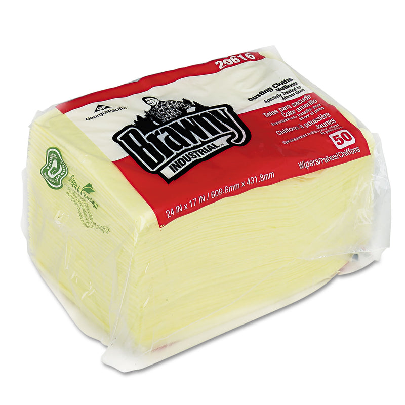 Georgia-Pacific Dusting Cloths Quarterfold, 17 X 24, Yellow, 50/Pack, 4 Packs/Carton - GPC29616