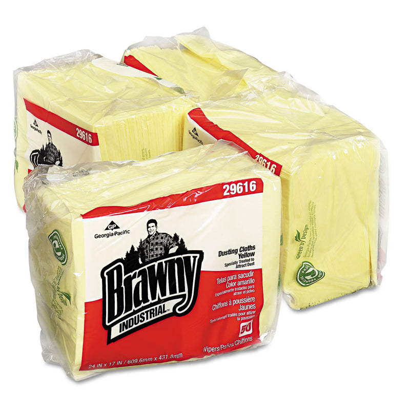 Georgia-Pacific Dusting Cloths Quarterfold, 17 X 24, Yellow, 50/Pack, 4 Packs/Carton - GPC29616