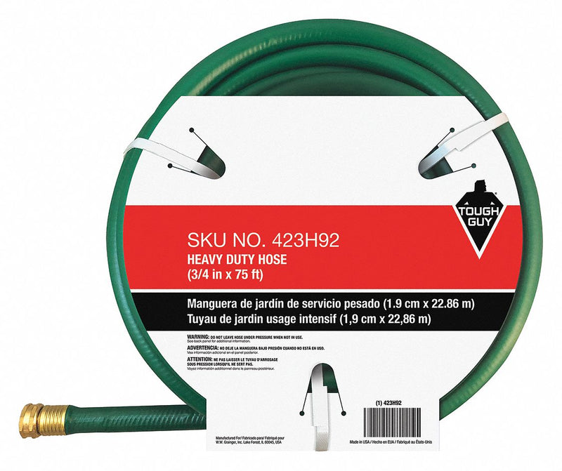 Tough Guy 423H92 - Water Hose Cold PVC 75 ft. Green