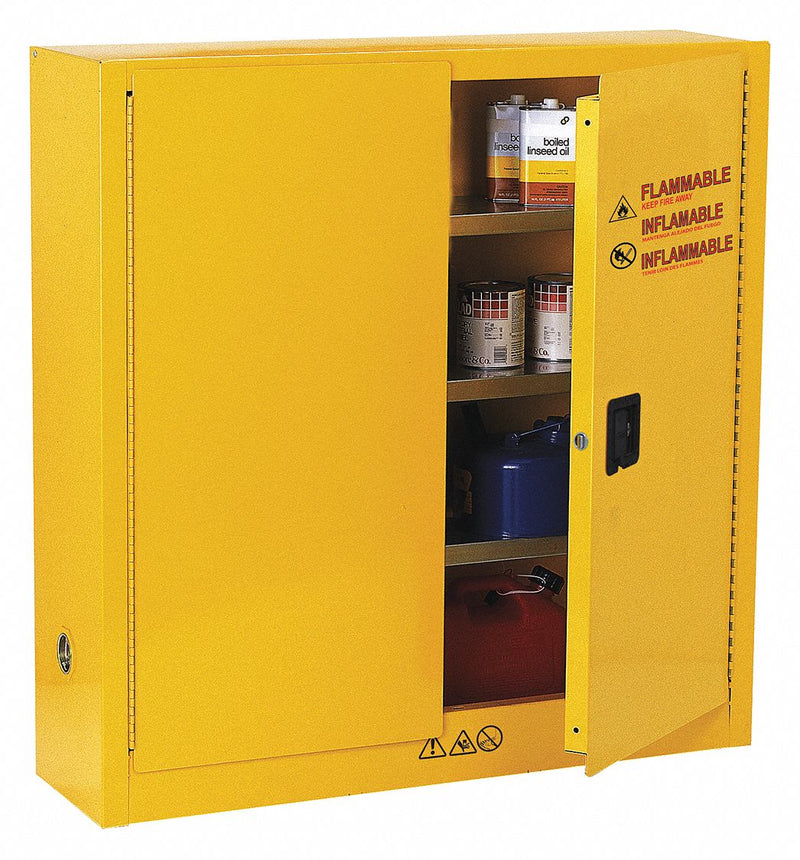 Condor 24 gal Flammable Cabinet, Manual Safety Cabinet Door Type, 44 in Height, 43 in Width - 42X498