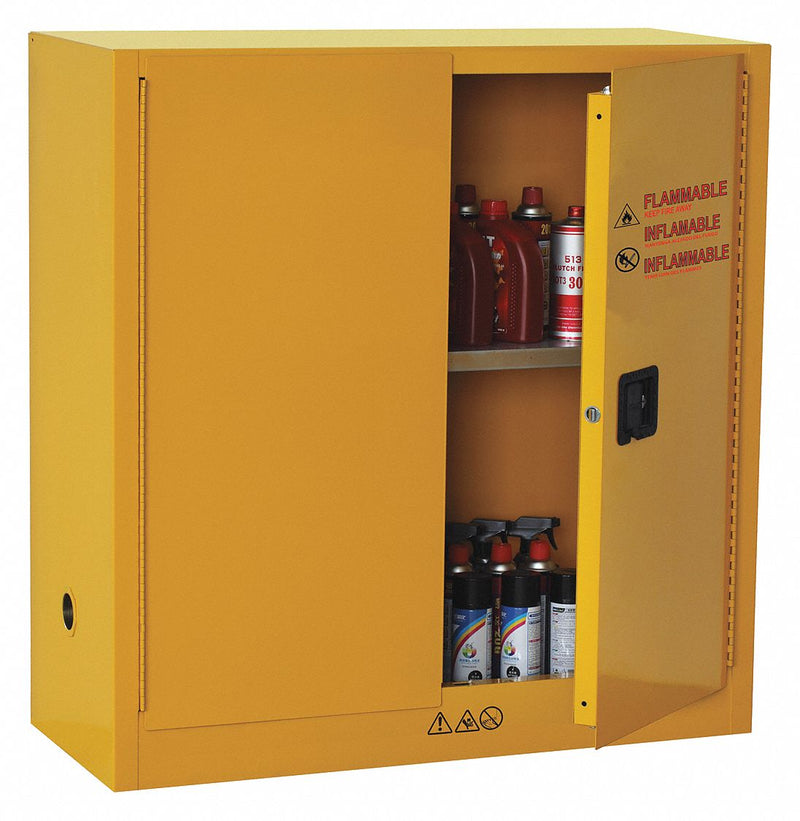 Condor 30 gal Flammable Cabinet, Manual Safety Cabinet Door Type, 44 in Height, 43 in Width - 42X499